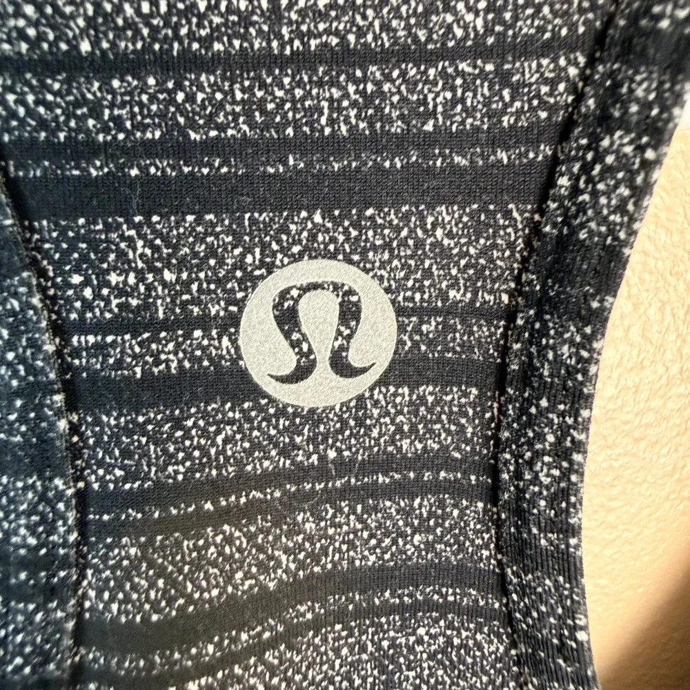 Lululemon Cool Striped Racerback Tank Top Black Gray Womens
